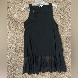 Lace bottom knit tunic length top